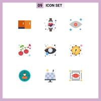 Universal Icon Symbols Group of 9 Modern Flat Colors of corps eye health eyes eye care cherry Editable Vector Design Elements