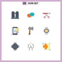 Stock Vector Icon Pack of 9 Line Signs and Symbols for ax tool user business money accountant Editable Vector Design Elements