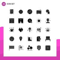 Solid Glyph Pack of 25 Universal Symbols of event cup no break media Editable Vector Design Elements