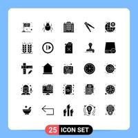 25 Universal Solid Glyphs Set for Web and Mobile Applications tool construction indian building hotel Editable Vector Design Elements