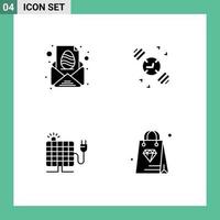 paquete de iconos de vector de stock de 4 signos y símbolos de línea para el mensaje solar de pascua enchufe de reloj de mano elementos de diseño de vector editables