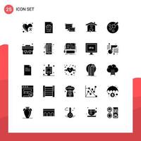 Universal Icon Symbols Group of 25 Modern Solid Glyphs of power house report home macbook Editable Vector Design Elements