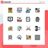 paquete de iconos de vectores de stock de 16 signos y símbolos de línea para tv internet entretenimiento favorito web elementos de diseño de vectores creativos editables
