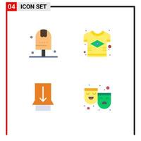 conjunto de 4 paquetes de iconos planos comerciales para elementos de diseño vectorial editables de diapositivas brasileñas de cocina de camiseta vector