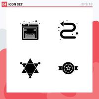 Pack of 4 creative Solid Glyphs of design science web indicator award Editable Vector Design Elements