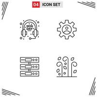 Mobile Interface Line Set of 4 Pictograms of ecommerce storage gear use files Editable Vector Design Elements