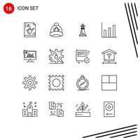 Modern Set of 16 Outlines and symbols such as chart graphic canada finance beach Editable Vector Design Elements