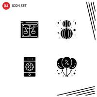 Universal Icon Symbols Group of 4 Modern Solid Glyphs of business cell digital happy phone Editable Vector Design Elements