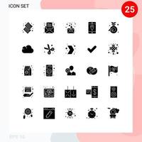 25 Thematic Vector Solid Glyphs and Editable Symbols of dad cell mail location mail Editable Vector Design Elements