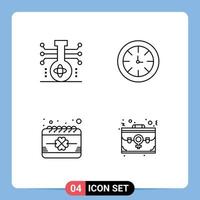 Universal Icon Symbols Group of 4 Modern Filledline Flat Colors of chemistry calendar science timer event Editable Vector Design Elements