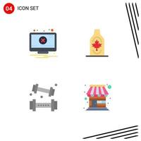 conjunto de 4 paquetes de iconos planos comerciales para actividades de alerta que advierten elementos de diseño de vectores editables del juego de Canadá