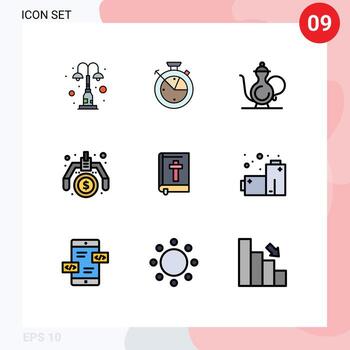Set of 9 Modern UI Icons Symbols Signs for idea making data scince financial ramadan Editable Vector Design Elements