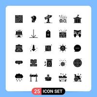 25 Solid Glyph concept for Websites Mobile and Apps optical eye test brian vacation sign Editable Vector Design Elements