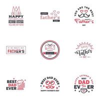 Happy Fathers Day Greeting Card 9 Black and Pink Happy fathers day card vintage retro type font Editable Vector Design Elements