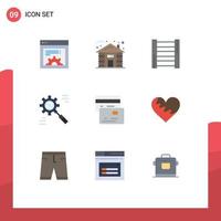 9 Thematic Vector Flat Colors and Editable Symbols of money cards ladder process data Editable Vector Design Elements