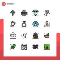 16 iconos creativos signos y símbolos modernos de reloj de diamantes alarma de diamantes lollypop elementos de diseño de vectores creativos editables