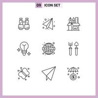 Outline Pack of 9 Universal Symbols of website seo pen media bulb Editable Vector Design Elements