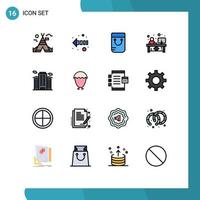 paquete de iconos de vector de stock de 16 signos y símbolos de línea para el edificio de la escuela de oficina de trabajo elementos de diseño de vector creativo editable frontal