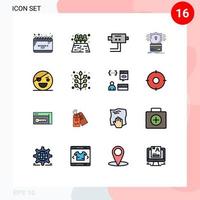 16 iconos creativos signos y símbolos modernos de monstruo halloween protegen elementos de diseño de vectores creativos editables de tarjeta hack