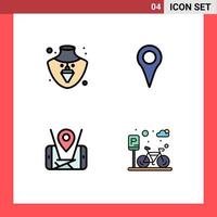 Universal Icon Symbols Group of 4 Modern Filledline Flat Colors of nacklace location geo location pin cycle Editable Vector Design Elements