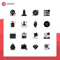 16 Creative Icons Modern Signs and Symbols of plant bottle gear security network Editable Vector Design Elements