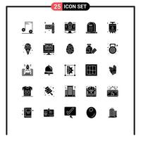 25 Thematic Vector Solid Glyphs and Editable Symbols of gas cook lcd rip graveyard Editable Vector Design Elements