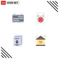 Pack of 4 creative Flat Icons of calendar gdpr release love protect Editable Vector Design Elements