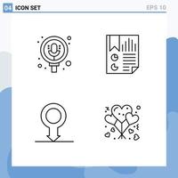 Group of 4 Filledline Flat Colors Signs and Symbols for search human pack document sex Editable Vector Design Elements