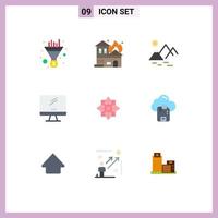 Pictogram Set of 9 Simple Flat Colors of flower imac environment device computer Editable Vector Design Elements