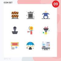 Mobile Interface Flat Color Set of 9 Pictograms of grinding construction baby king cobra Editable Vector Design Elements