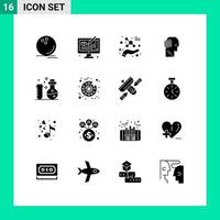 Universal Icon Symbols Group of 16 Modern Solid Glyphs of chemistry success designing think science Editable Vector Design Elements