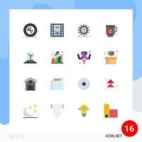 Pack of 16 Modern Flat Colors Signs and Symbols for Web Print Media such as technology sauna multimedia jag making Editable Pack of Creative Vector Design Elements