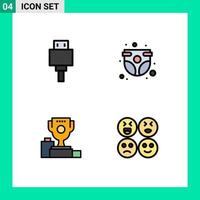 4 Thematic Vector Filledline Flat Colors and Editable Symbols of devices bowl usb child champion Editable Vector Design Elements
