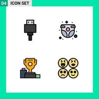 4 Thematic Vector Filledline Flat Colors and Editable Symbols of devices bowl usb child champion Editable Vector Design Elements