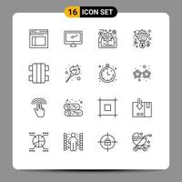 Modern Set of 16 Outlines Pictograph of game money pc funnel conversion Editable Vector Design Elements