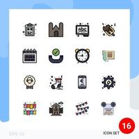 paquete de iconos de vectores de stock de 16 signos y símbolos de línea para calendario comida rápida fortaleza helado tiza elementos de diseño de vectores creativos editables