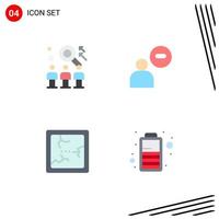 Modern Set of 4 Flat Icons Pictograph of rescource broken user man mirror Editable Vector Design Elements