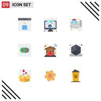 Flat Color Pack of 9 Universal Symbols of home toggle live switch real Editable Vector Design Elements