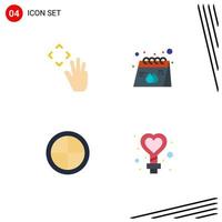 Editable Vector Line Pack of 4 Simple Flat Icons of hand decoration croup paper household Editable Vector Design Elements