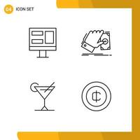 4 Creative Icons Modern Signs and Symbols of screen juice business earn cash Editable Vector Design Elements