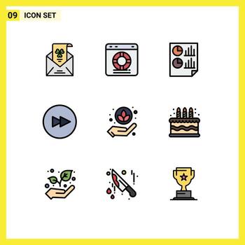 User Interface Pack of 9 Basic Filledline Flat Colors of next circle protection report document Editable Vector Design Elements