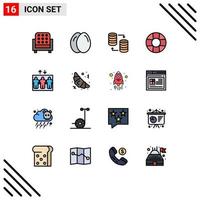 Stock Vector Icon Pack of 16 Line Signs and Symbols for croissant group server elevator help Editable Creative Vector Design Elements