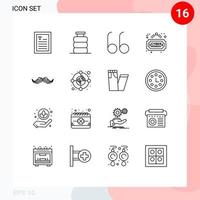 Set of 16 Vector Outlines on Grid for men movember open hipster sale Editable Vector Design Elements