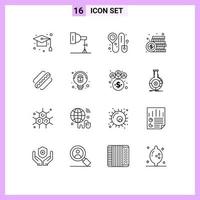 16 Universal Outlines Set for Web and Mobile Applications america money studio dollar coin Editable Vector Design Elements