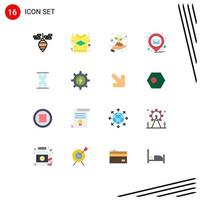 Pack of 16 creative Flat Colors of hour message tshirt pin email Editable Pack of Creative Vector Design Elements