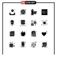 16 Thematic Vector Solid Glyphs and Editable Symbols of toggle control map reel movie Editable Vector Design Elements