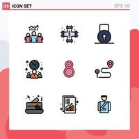 Filledline Flat Color Pack of 9 Universal Symbols of time meeting plumbing businessman protect Editable Vector Design Elements