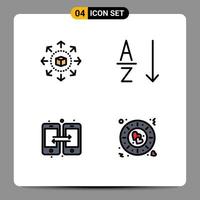 Group of 4 Filledline Flat Colors Signs and Symbols for ecommerce share shopping store sort dinner Editable Vector Design Elements