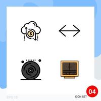 4 Filledline Flat Color concept for Websites Mobile and Apps cloud birthday arrow left music Editable Vector Design Elements