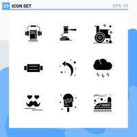 Pictogram Set of 9 Simple Solid Glyphs of accessories health hammer form disease Editable Vector Design Elements